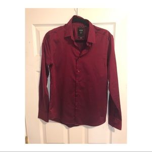 Men’s Silk Wine Dress Button Down Shirt